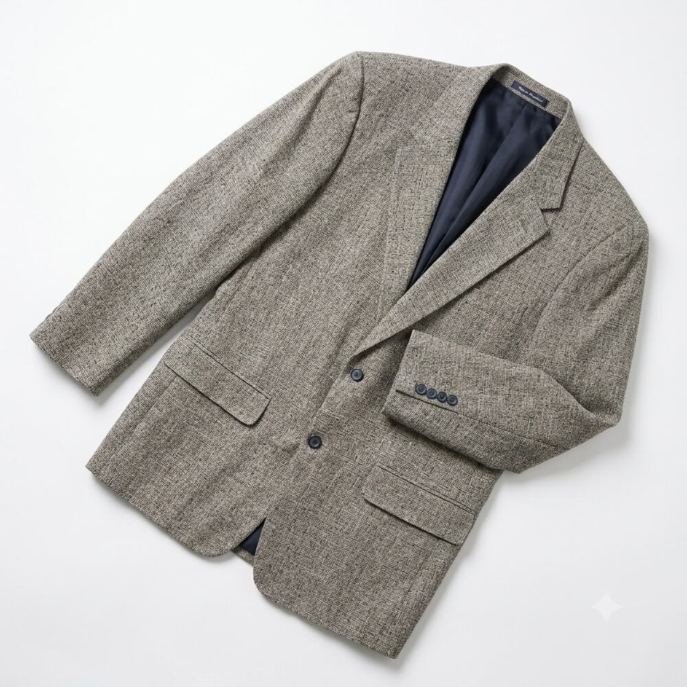 Savile Row 100% Silk Basketweave Sport Coat Blazer Jacket Taupe Brown Mens 46L